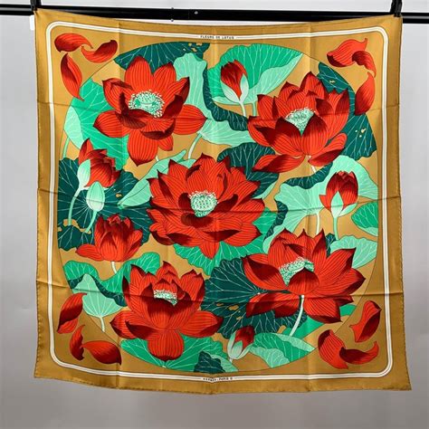 Hermés 1976 'Fleurs De Lotus' Silk Scarf 